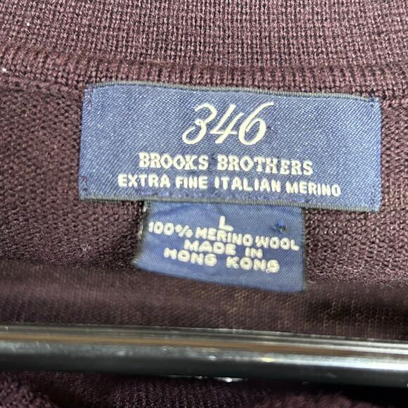 Brooks Brothers 346 Merino Wool Sweater Mens L Brown Long Sleeve Extra Fine - Picture 4 of 9